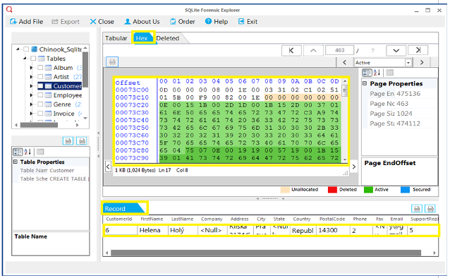 SQLite Forensic Explorer