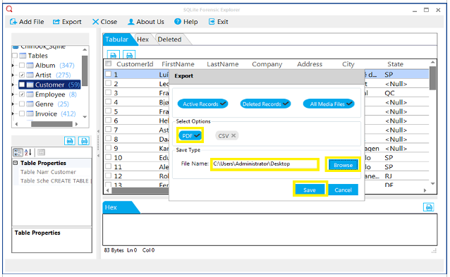 SQLite Forensic Explorer