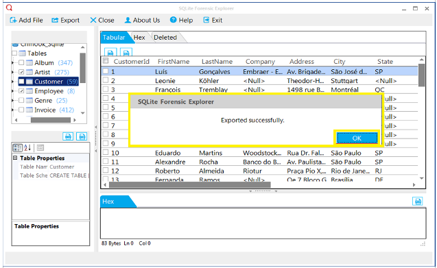 SQLite Forensic Explorer