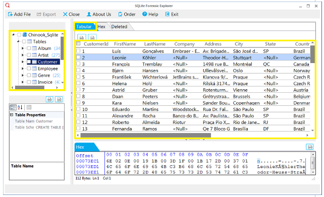 SQLite Forensic EXplorer