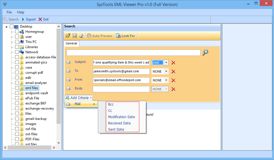Search Mail Withing EML