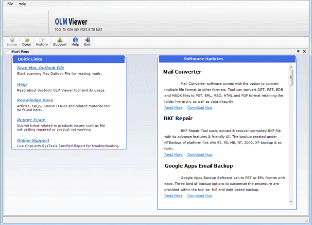 START OLM VIEWER SOFTWARE