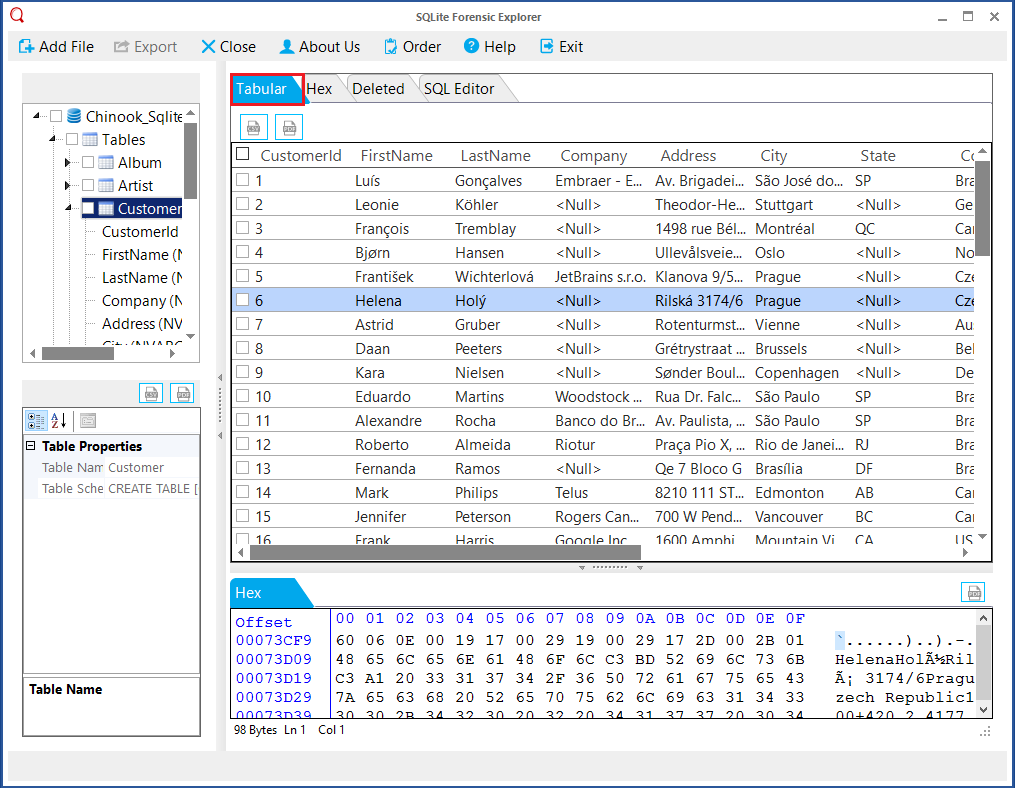 Tabular Bar of Software